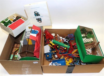 Lot 3335 - Britains Farm Vehicles, a collection of assorted 1970's models together with a farm building...