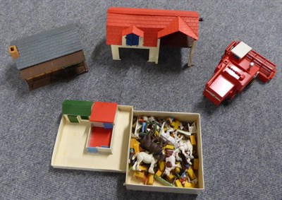 Lot 3335 - Britains Farm Vehicles, a collection of assorted 1970's models together with a farm building...