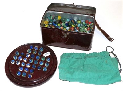 Lot 3349 - Solitaire Board together with a box of marbles, mostly modern