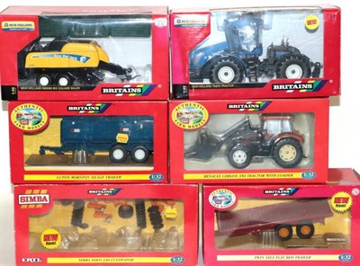 Lot 3354 - Britains 1:32 Scale Agricultural Vehicles 42628 New Holland T9 Tractor, 00226 Renault Cergos...