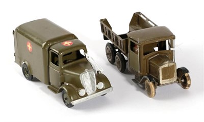 Lot 3365 - Britains Army Ambulance with driver (E-G) and Covered tender (G, lacks canopy) (2)