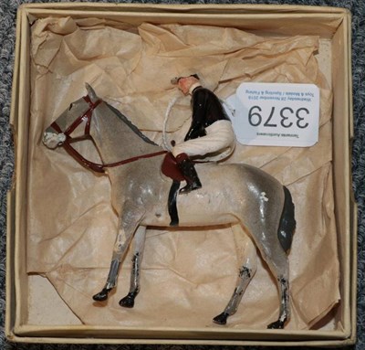 Lot 3379 - Britains Racing Colours Lord Derby black silks, white cap on grey (G box G-F)