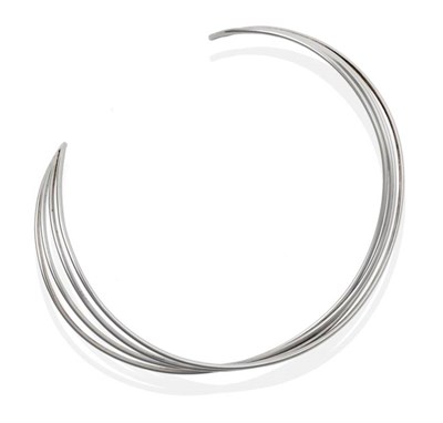 Lot 2001 - A Silver Georg Jensen Collar, designed by Allan Scharff, model number 555, of twisted bar...
