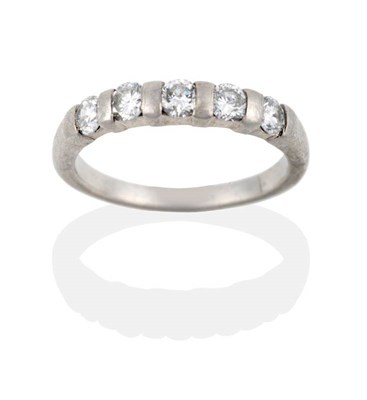Lot 2014 - A Diamond Five Stone Half Hoop Ring, of bar set round brilliant cut diamonds, total estimated...