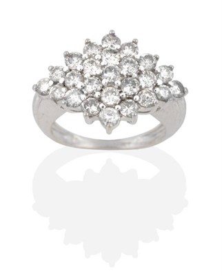 Lot 2022 - A Diamond Cluster Ring, as a marquise-shaped cluster of round brilliant cut diamonds, to...
