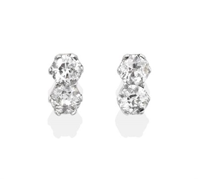 Lot 2062 - A Pair of Diamond Earrings, pairs of old cut diamonds in claw settings, total estimated diamond...