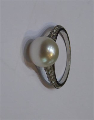 Lot 2079 - An Early Twentieth Century Pearl and Diamond Ring by Whiteside & Blank, a single cultured pearl...