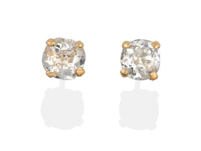 Lot 2099 - A Pair of Solitaire Diamond Earrings, old cut diamonds in claw settings, total estimated...