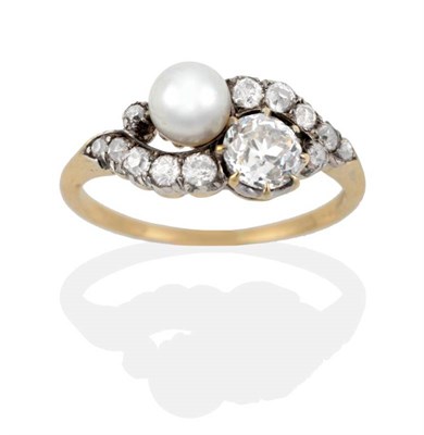 Lot 2102 - A Late Nineteenth Century Pearl and Diamond Crossover Ring, a single pearl and an old cut...