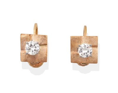 Lot 2170 - A Pair of Solitaire Diamond Earrings, round brilliant cut diamonds in claw settings, to...