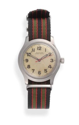 Lot 2200 - A Stainless Steel US Army Centre Seconds Wristwatch, signed Glycine, Bienne-Geneve, circa 1950,...