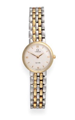 Lot 2209 - A Lady's Bi-Metal Wristwatch, signed Omega, model: De Ville, circa 1998, quartz movement,...
