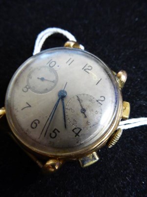 Lot 2237 - An 18ct Gold Chronograph Wristwatch, signed Breitling, Premier, circa 1945, lever movement...
