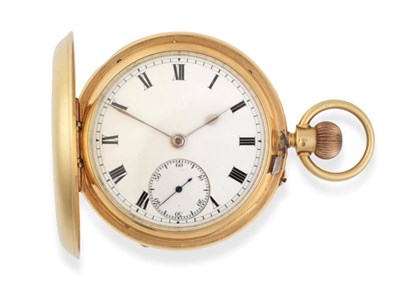 Lot 2239 - An 18ct Gold Full Hunter Keyless Pocket Watch, circa 1905, lever movement, bimetallic balance...