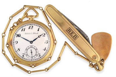 Lot 2244 - An 18ct Gold Open Faced Keyless Pocket Watch, Ralph E Blank, circa 1920, lever movement signed...