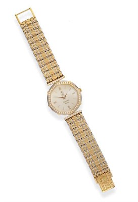 Lot 2254 - A Two Colour 18ct gold Diamond Set Automatic Wristwatch, signed Royama, Geneve, circa 1995,...