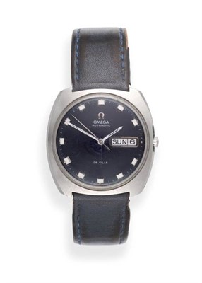 Lot 2264 - A Stainless Steel Automatic Calendar Centre Seconds Wristwatch, signed Omega, model: De Ville,...