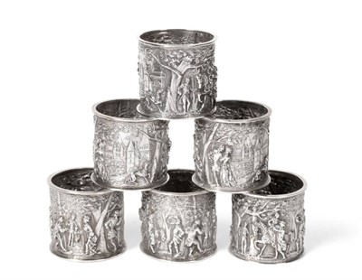 Lot 2267 - A Set of Six Late Victorian Silver Napkin Rings, maker's mark C.H probably for Charles Horner,...