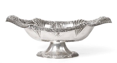 Lot 2269 - A Late Victorian Silver Pedestal Bowl, James Deakin & Sons, Chester 1895, shaped oval, the rim...