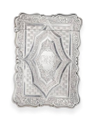 Lot 2281 - A Victorian Silver Card Case, Alfred Taylor, Birmingham 1860, rectangular with shaped outline...