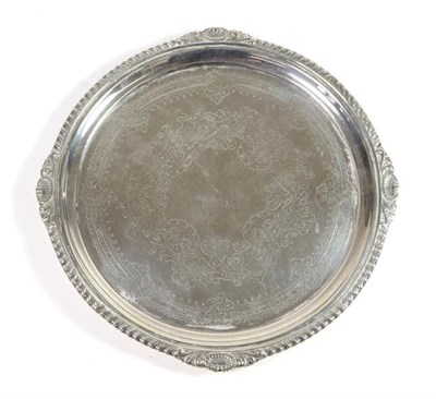 Lot 2289 - An Edwardian Scottish Silver Salver, Hamilton & Inches, Edinburgh 1906, circular, with gadroon...