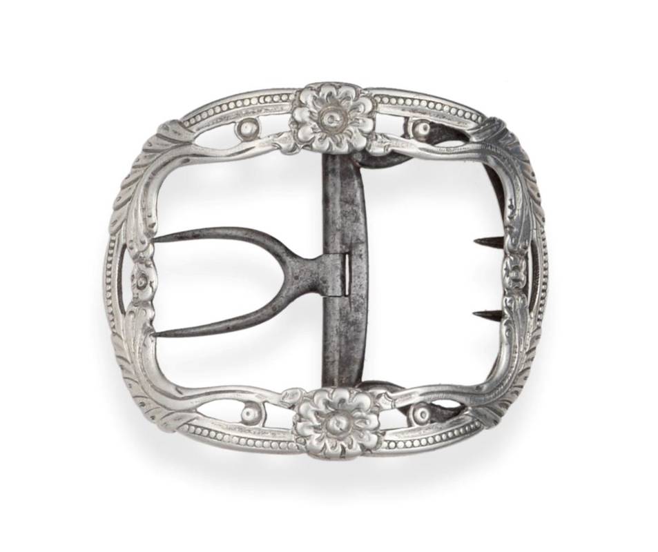 Lot 2332 - A George III Silver Shoe Buckle, George Burrows, London, circa 1780, the frame of openwork...