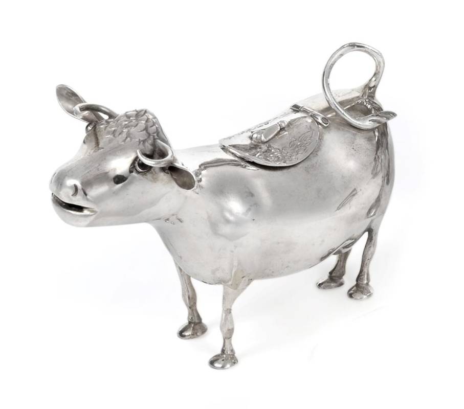 Lot 2394 - A Dutch Silver Cow Creamer, Dutch marks for