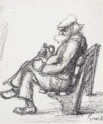 Lot 80 - Norman Stansfield Cornish (1919-2014)  ''Old Man with Beard and Stick''  Signed, flomaster pen,...