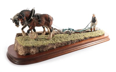 Lot 93 - Border Fine Arts 'Stout Hearts' (Ploughing Scene), model No. JH34 by Ray Ayres, on wood base (a.f)