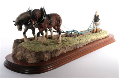 Lot 93 - Border Fine Arts 'Stout Hearts' (Ploughing Scene), model No. JH34 by Ray Ayres, on wood base (a.f)