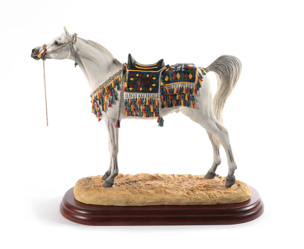 Lot 40 - Border Fine Arts 'Arab Stallion' Standing (With Authentic Saddle), model No. A2016 by Anne...