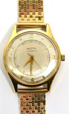 Lot 2 - A 9 carat gold wristwatch, signed Recta