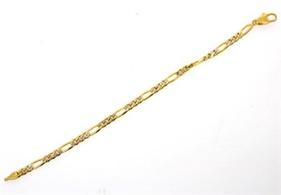 Lot 11 - A figaro link chain bracelet, length 19cm, stamped '750', 9.6g