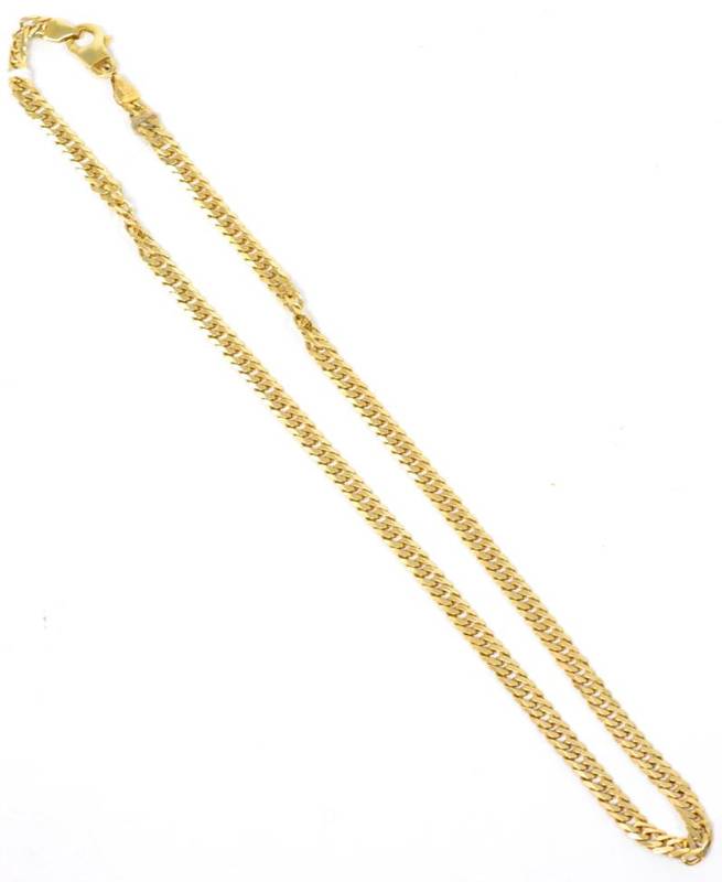 Lot 15 - A 9 carat gold Cuban link chain link necklace, length 46.5cm, 19.0g