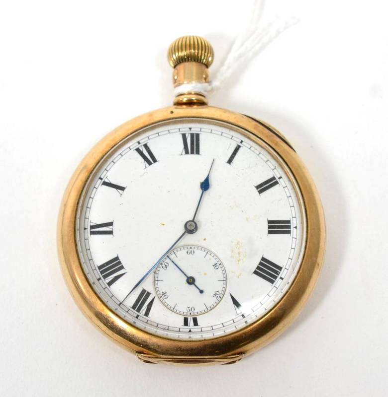 Lot 43 - An open faced pocket watch, case stamped 10K US assay, movement signed Waltham, Mass