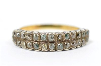 Lot 50 - A nineteenth century diamond two row half hoop ring, of old cut diamonds in closed back...