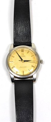 Lot 55 - A stainless steel automatic centre seconds wristwatch, signed Omega, Seamaster