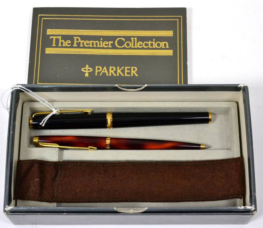 Lot 64 - A Parker Premier fountain pen, 18k nib; with