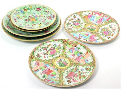 Lot 101 - Two famille rose dishes and four Celadon plates