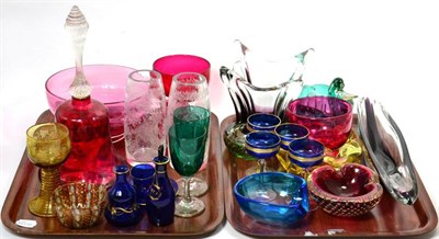 Lot 148 - A quantity of 19th and 20th century glassware including a Bristol blue ketchup bottle etc