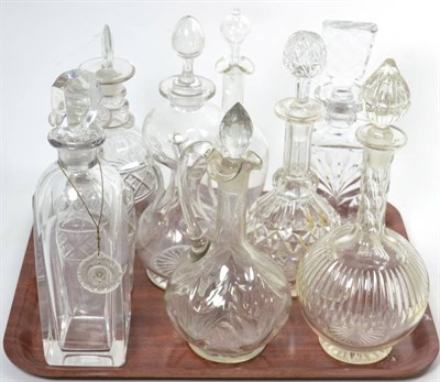 Lot 155 - A tray of assorted decanters