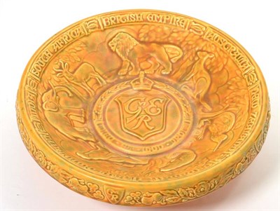 Lot 182 - A Flaxmanware Wadeheath commemorative bowl, for Edward VI and Elizabeth, decorated with animals...