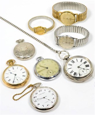 Lot 212 - A silver open faced pocket watch and assorted wrist and pocket watches