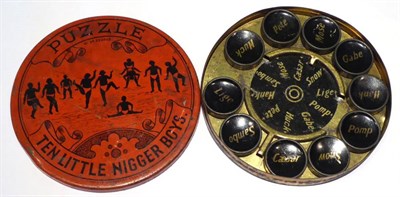 Lot 216 - A Victorian tin toy puzzle ''Ten Little Ni*** Boys''