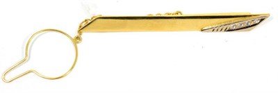 Lot 224 - A white stone set tie bar, stamped '18ct', 5.7g