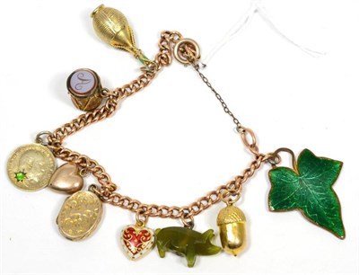 Lot 236 - A charm bracelet, with various enamelled charms, 22.7g gross