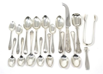 Lot 241 - A quantity of assorted silver teaspoons; and a pair of lorgnettes