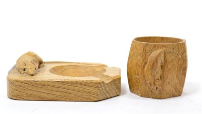 Lot 248 - A Mouseman ashtray and napkin ring