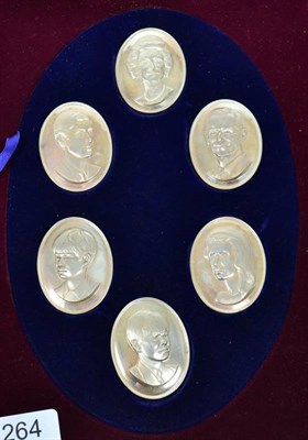 Lot 264 - John Pinches cased set of silver Royal Family cameo hallmarked medals 1972