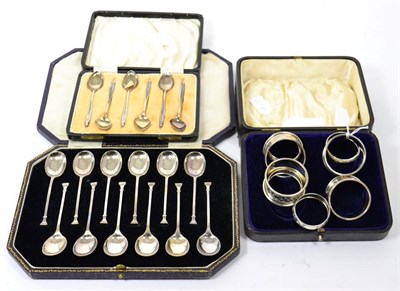 Lot 266 - A cased set of twelve silver seal-top teaspoons, Charles Boynton and Sons, Sheffield; with...